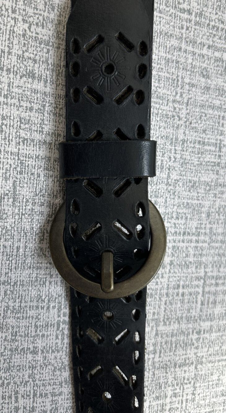 Rolfs Leather Belt Women's L Black Punched Boho Hippie Festival